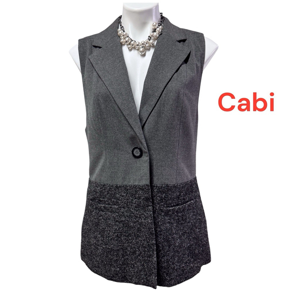 CAbi Jackets & Blazers - CABI Gray Tweed Sleeveless Vest Jacket Business Career M